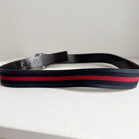 Gucci Blue Red Webstripe GG Logo Belt 38"-40" - Picture 4 of 8